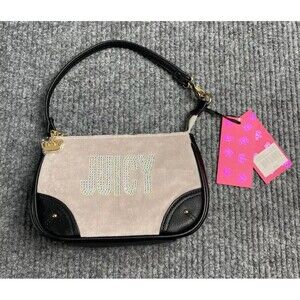 Juicy Couture Mini Shoulder Bag Beige Black Glitzed Out Convertible Wristlet